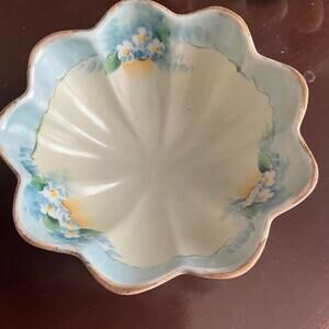 Vintage Porcelain Floral Pedestal Dish